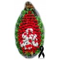 Вінок з 110 живих гвоздик та 8 гілок хризантем 
