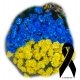 Корзина комбінована з синьої та жовтої гвоздики 